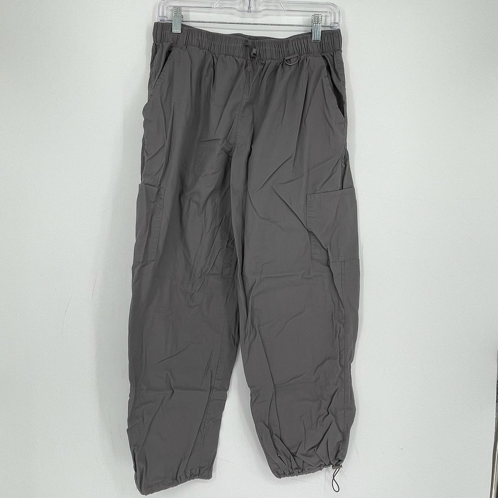 Hippie Rose Women's Gray Cargo Elastic Waist Relaxed Utility Jogger Pants Size L